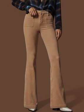 Frame Le Bardot Women Sz 27 Flare Pants Light Camel High Rise Stretch Retro